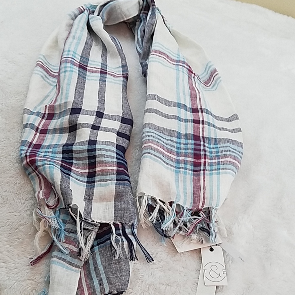 **NWT! Treasure & Bond Plaid Linen Scarf - Picture 3 of 4